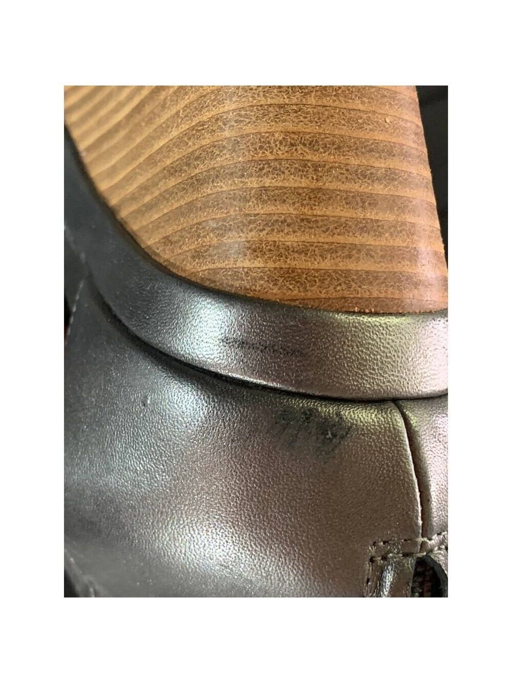 Cole haan silver wood grain platform wedge open toe 10.5 back zip - Picture 4 of 6